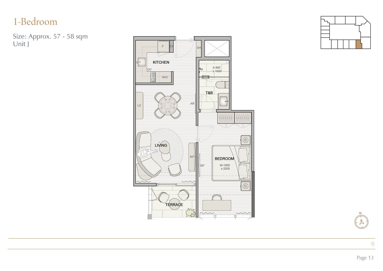 1BR Unit J 57-58 sqm 